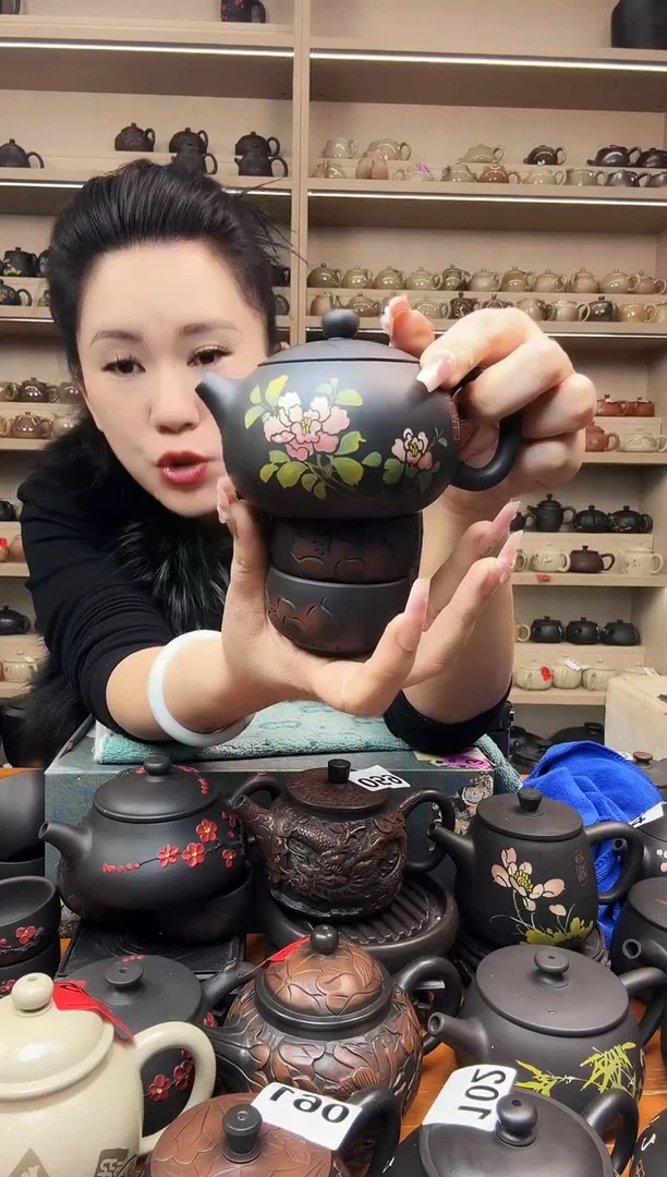 壶彩填西施壶200cc+2线雕杯 800