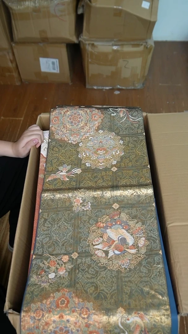 织绣4彩金凤凰宝象花