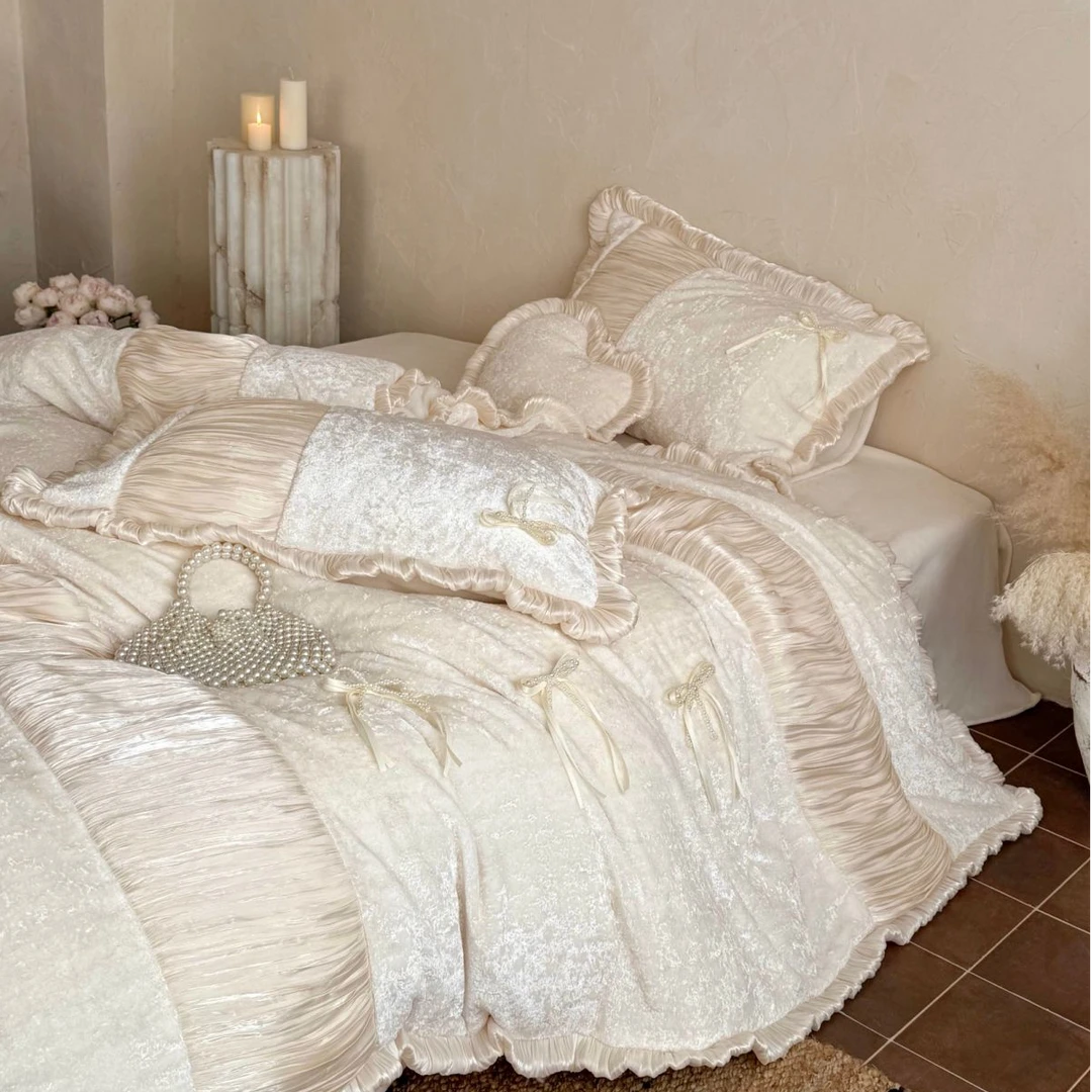 【Angela甜心】秋冬加厚法式高级高端法式高克重牛奶绒加厚四件套