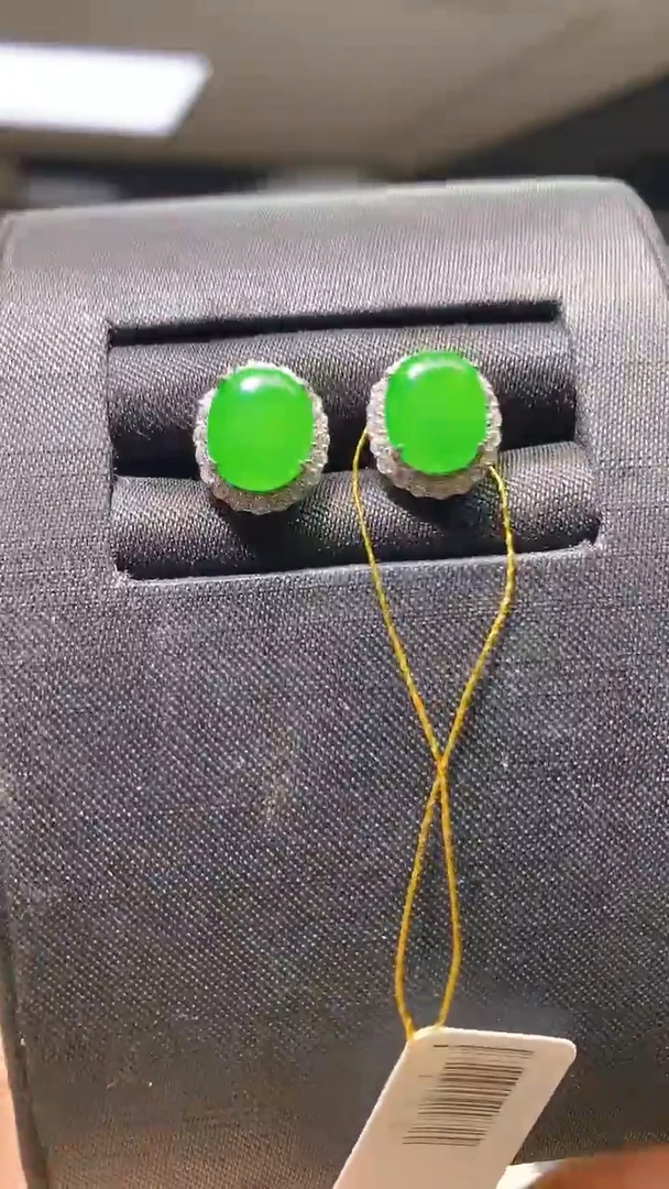 银S925镶嵌翡翠耳饰033（多样性发其一）