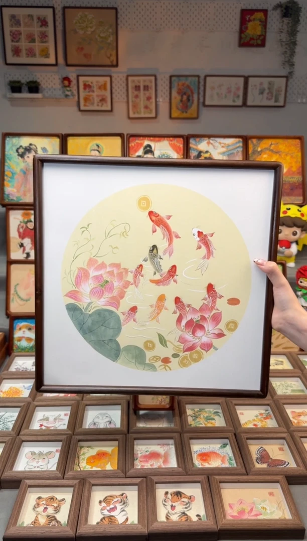 国画九鱼韵财 手绘国画38