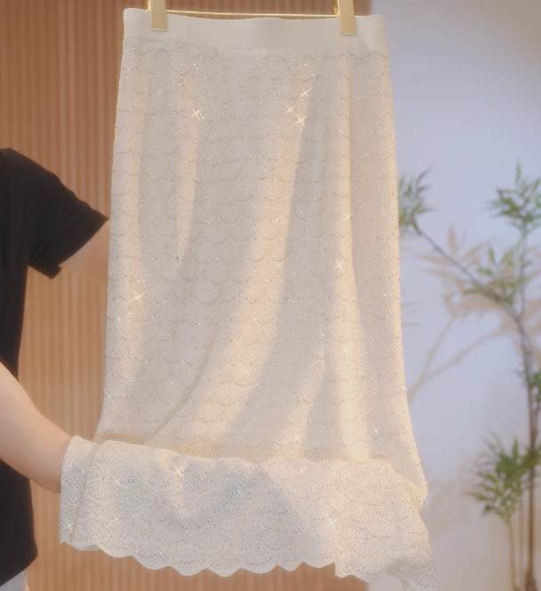 2025新款礼服定制满钻针织裙鱼尾半身裙高腰显瘦裙{J专属}-2510