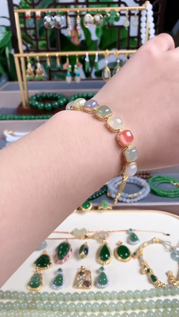 银S925镶嵌手链和田玉若*1