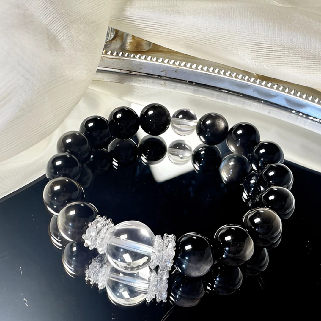 【守护石】原创设计银曜石手串女高级感守护礼物气质百搭多样性发一