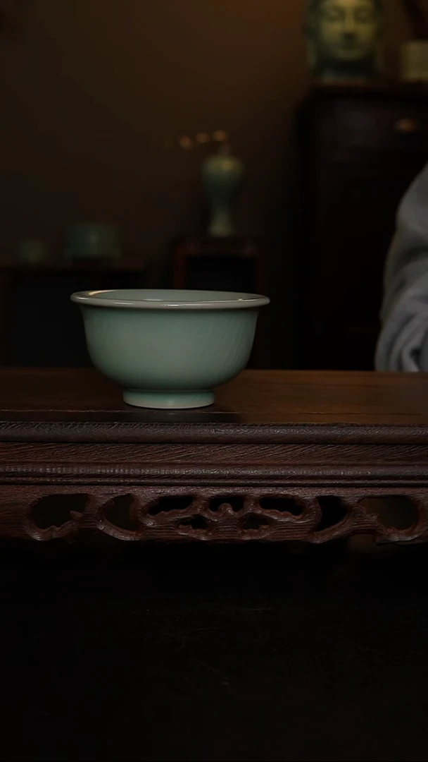 摆件仿古手工军绿压手杯