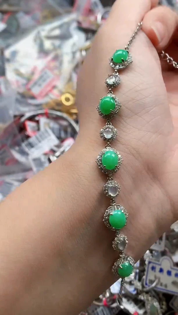 银S925镶嵌戒指翡翠天然A货缅甸翡翠