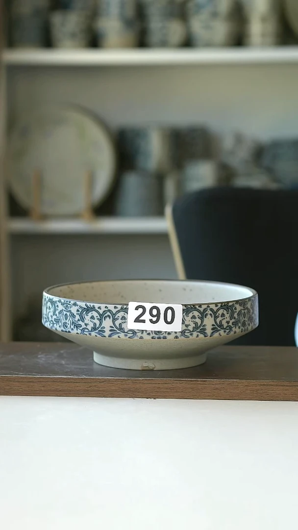 290瑕疵鸢尾花高足沙拉盘17cm@4-2@