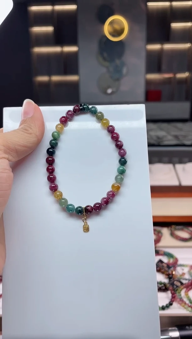 未镶嵌老矿碧玺单圈手串6mm+碧玺（多样性发一条）Q