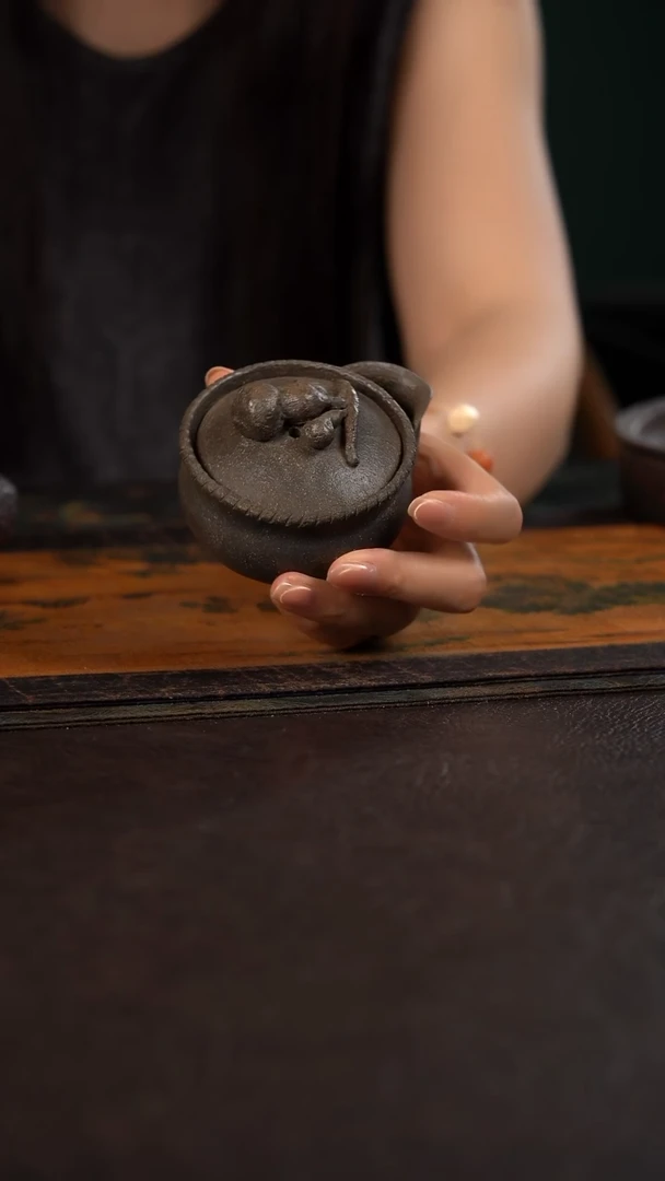 110c伟壶柴烧手抓壶 葫芦