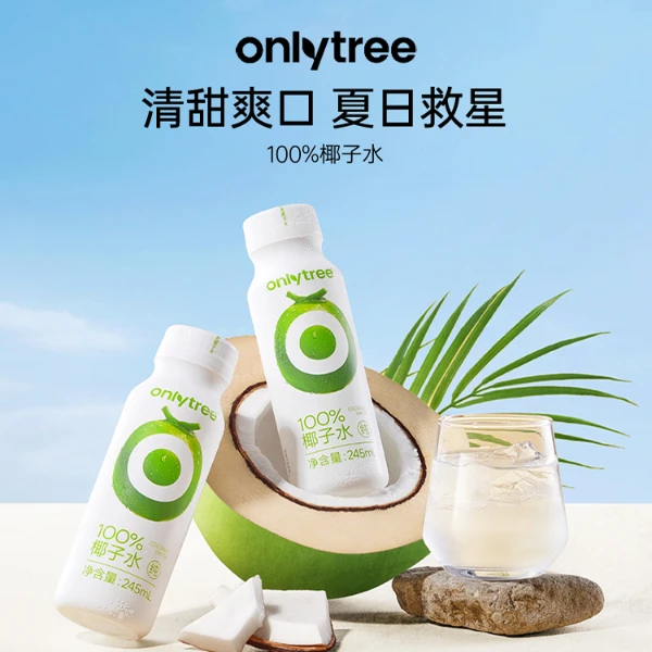 OnlyTree 瓶装天然椰子水椰子汁海南椰青清冽椰香植物风味饮料 A