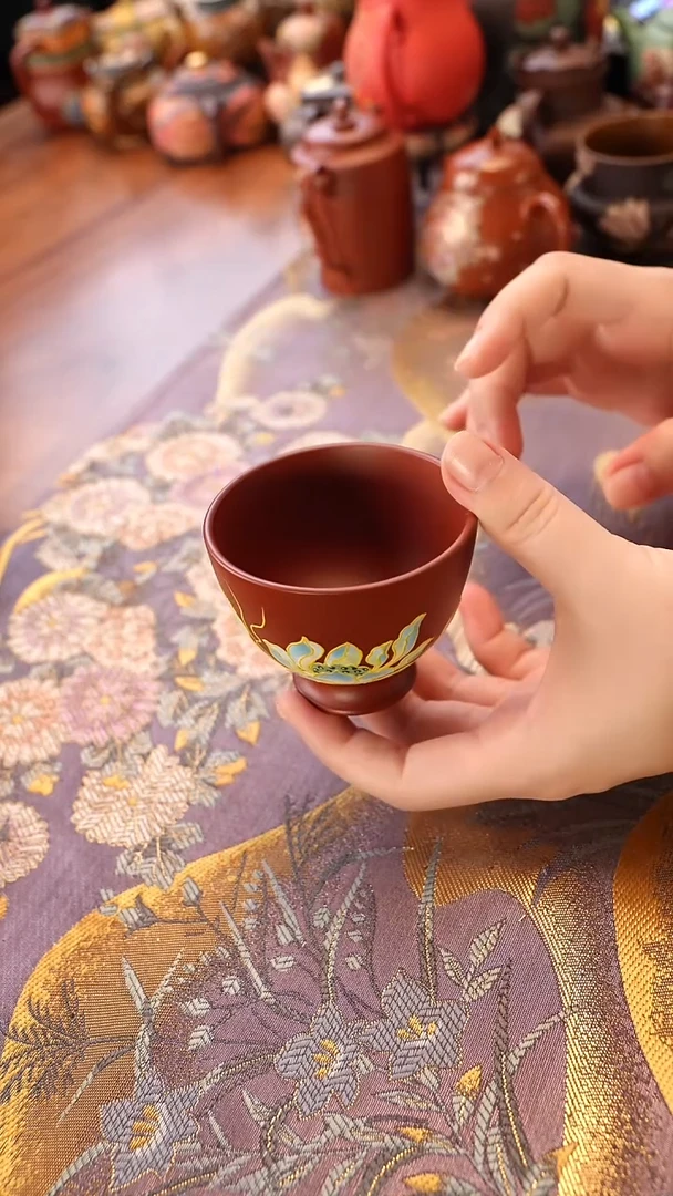 茶壶紫砂大红袍莲花杯子