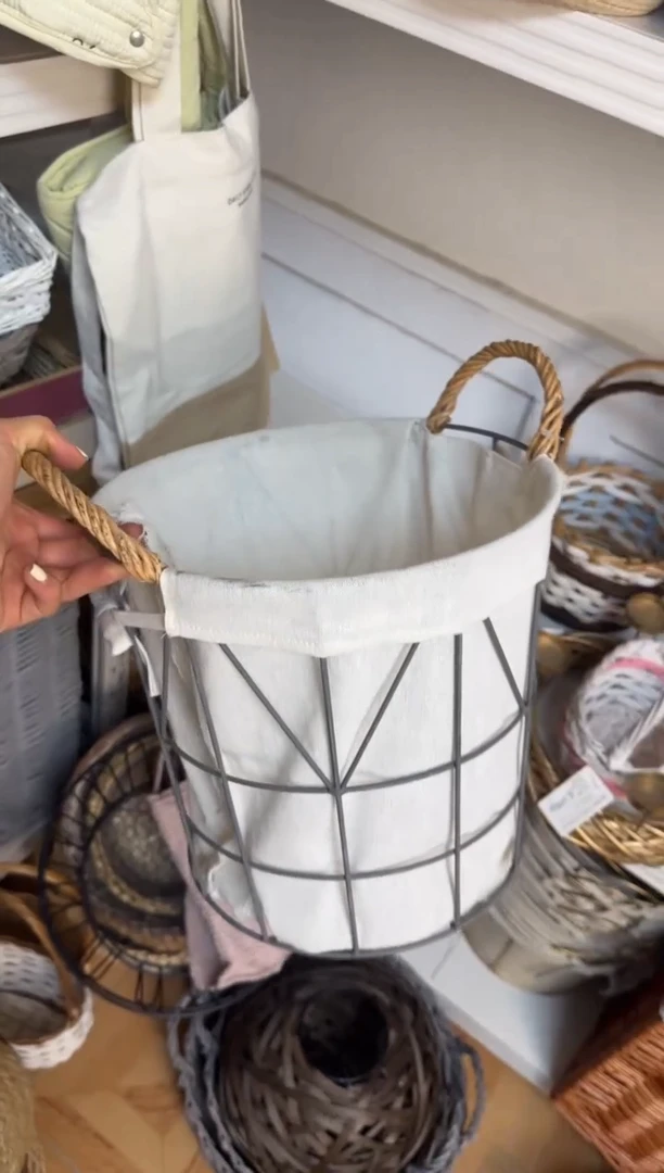 绫*微瑕捡漏双把手铁艺提篮