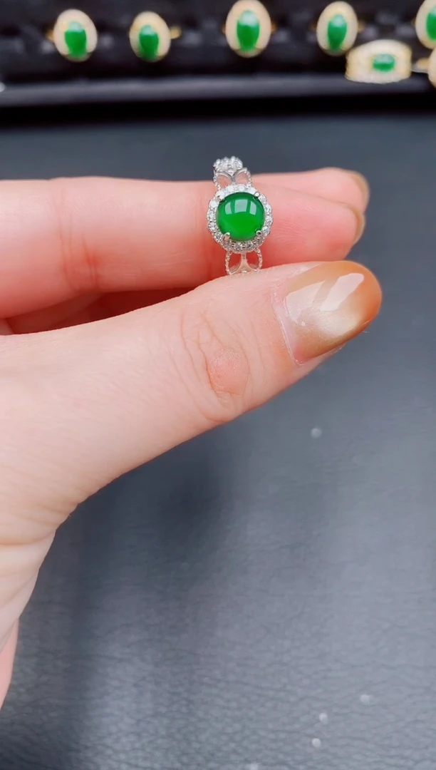 【闪购商品】翡翠戒指银S925镶嵌天然a货翡翠161