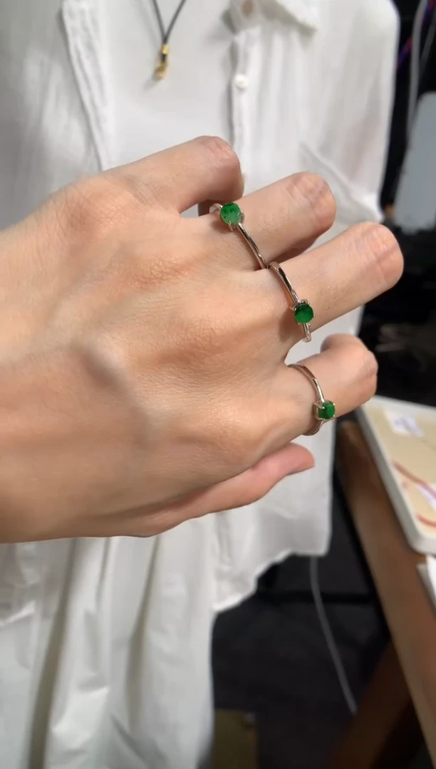 翡翠戒指银S925镶嵌戒指  多样性发一件