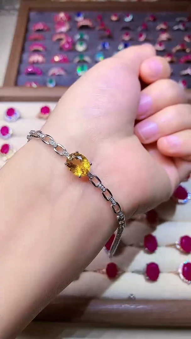 【闪购商品】黄晶手链银S925镶嵌000000