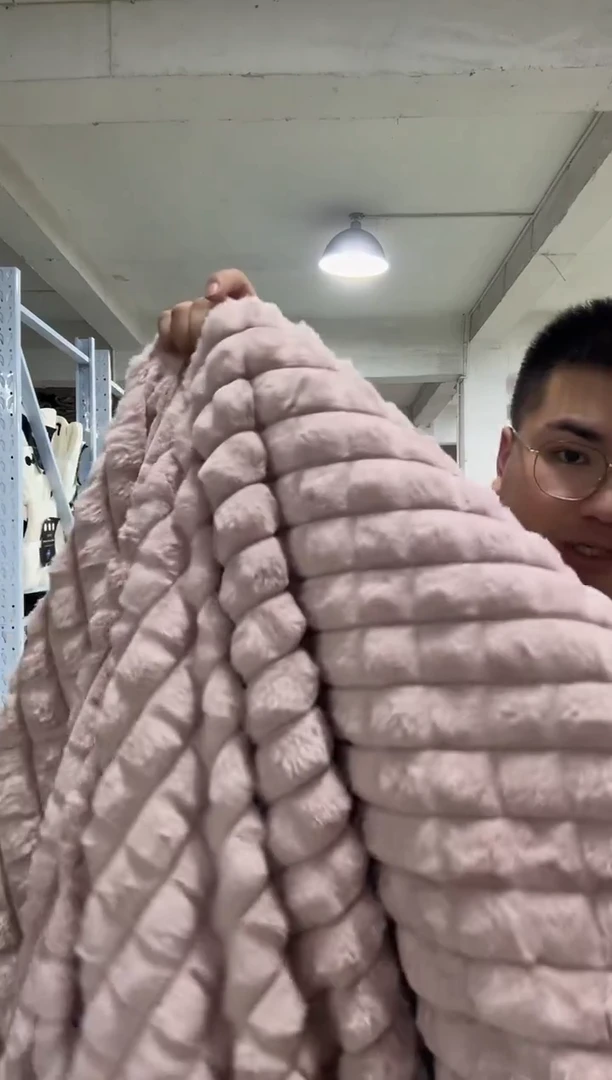 兔毛【粉色枕套一对】外贸原单毛毯拍完现场打开看