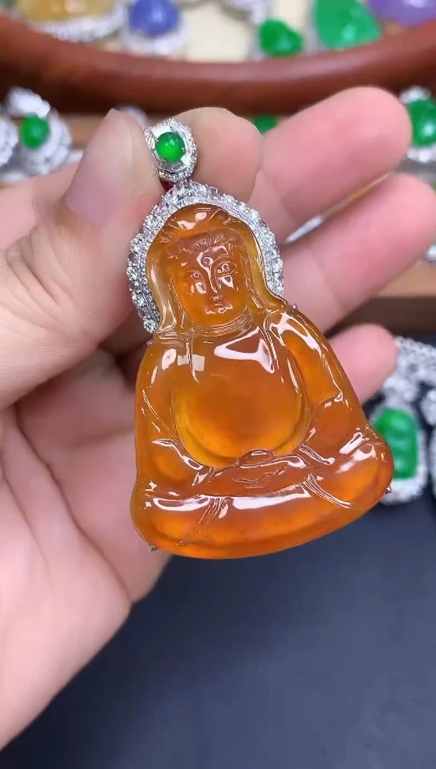 颈饰18K金镶嵌翡翠717-中国好珍宝