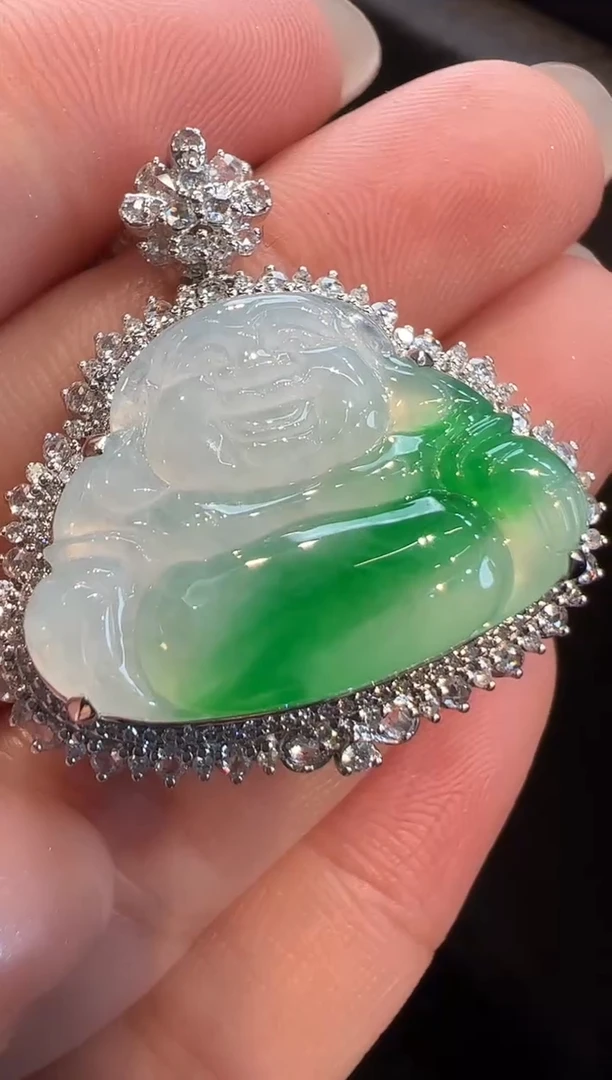 吊坠(不含链)18K金镶嵌翡翠AL6