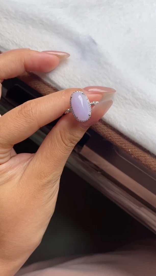 翡翠戒指银S925镶嵌柒*·天然A货翡翠