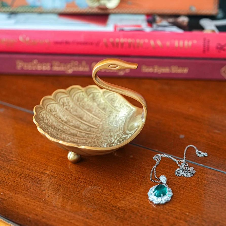 【奇居铜饰】黄铜天鹅饰品盒干果零食碟桌面摆件#GY