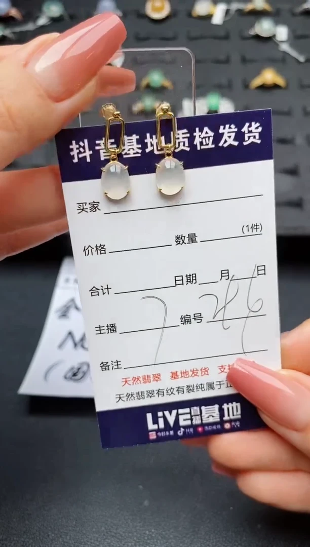 翡翠银S925镶嵌耳饰............