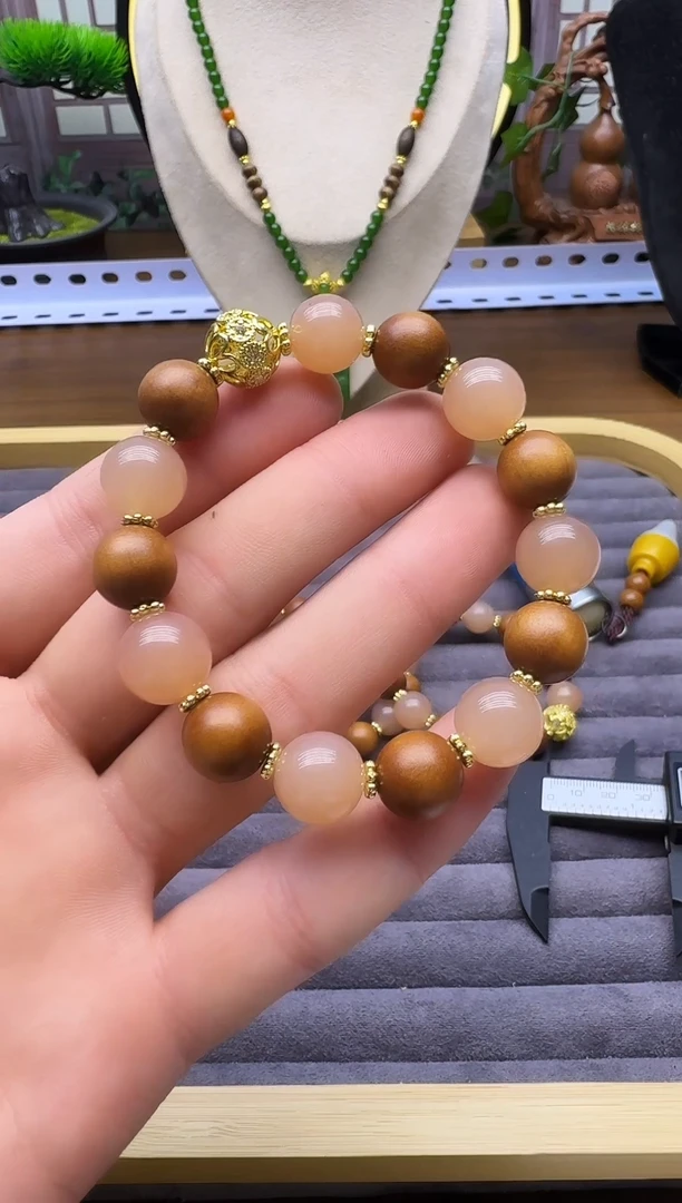 14K金镶嵌手链和田玉L140