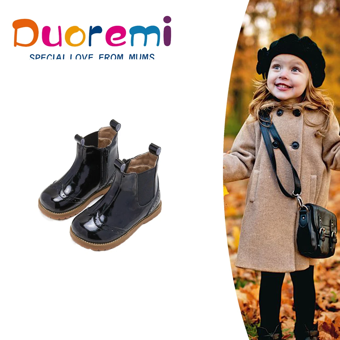 加绒靴BR2342复古精致雕刻皮靴加绒英伦风秋冬儿童小皮靴