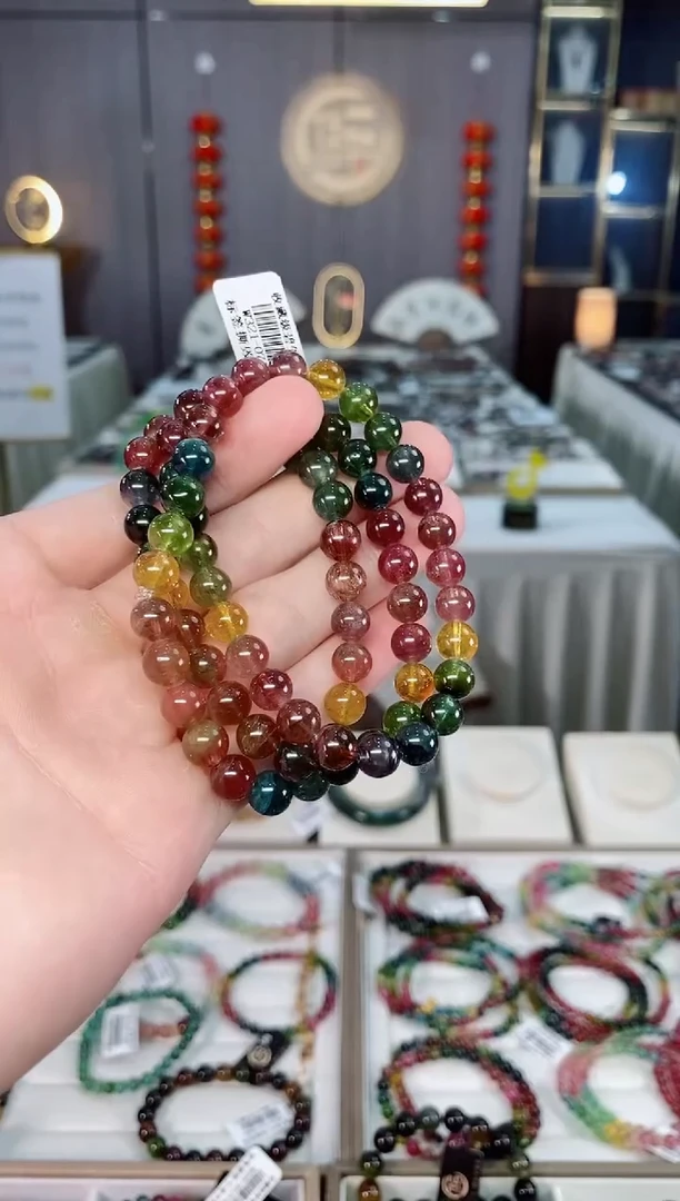 未镶嵌收藏级老矿碧玺三圈手串7mm+碧玺xion多样性发货一条