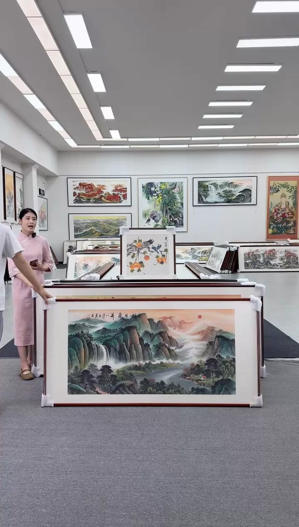 国画手绘 旭日东升   172*85
