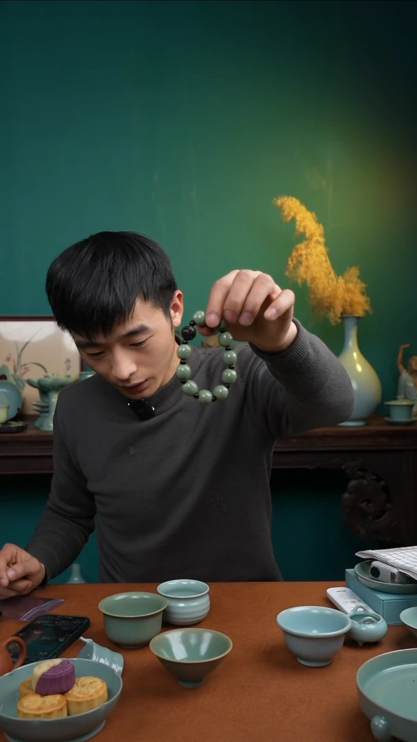 【闪购商品】瓷片汝瓷手链豆绿一只