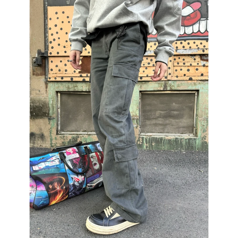 NOMIO美式复古微喇cleanfit直筒百搭显瘦工装裤多口袋立体休闲裤