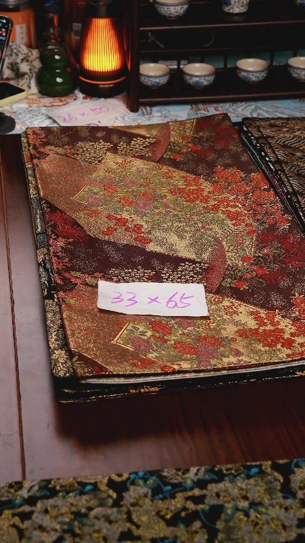 【西阵织金玉满堂红咖双面】中国风干泡织锦茶席33*65