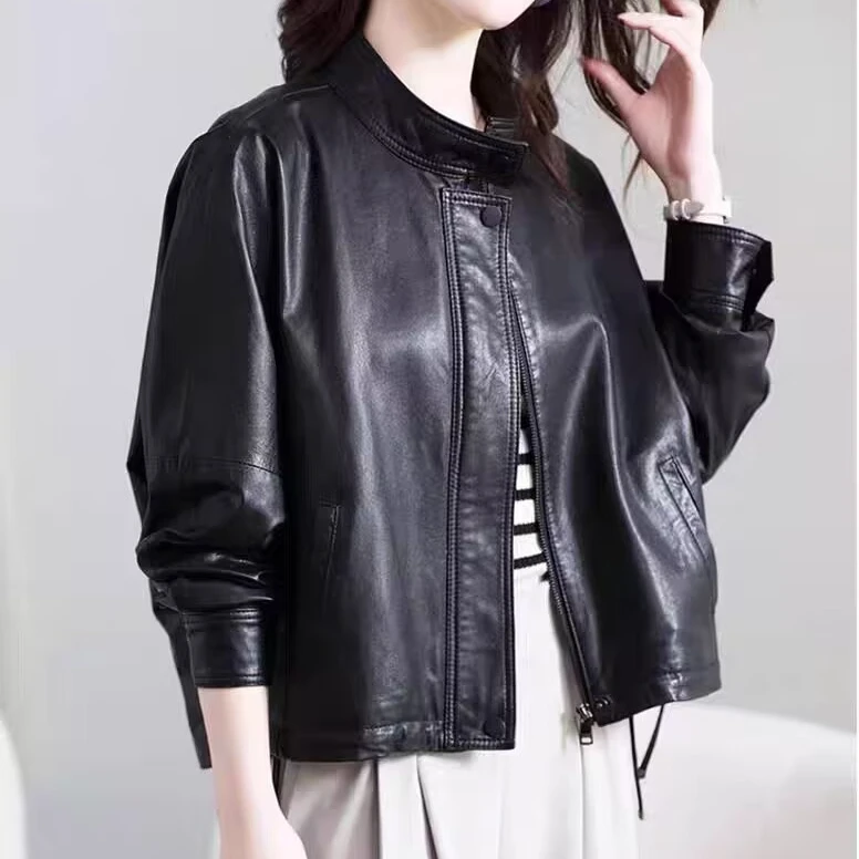 真皮皮衣女时尚百搭洋气2025春季爆款外套高级感牛皮夹克2503