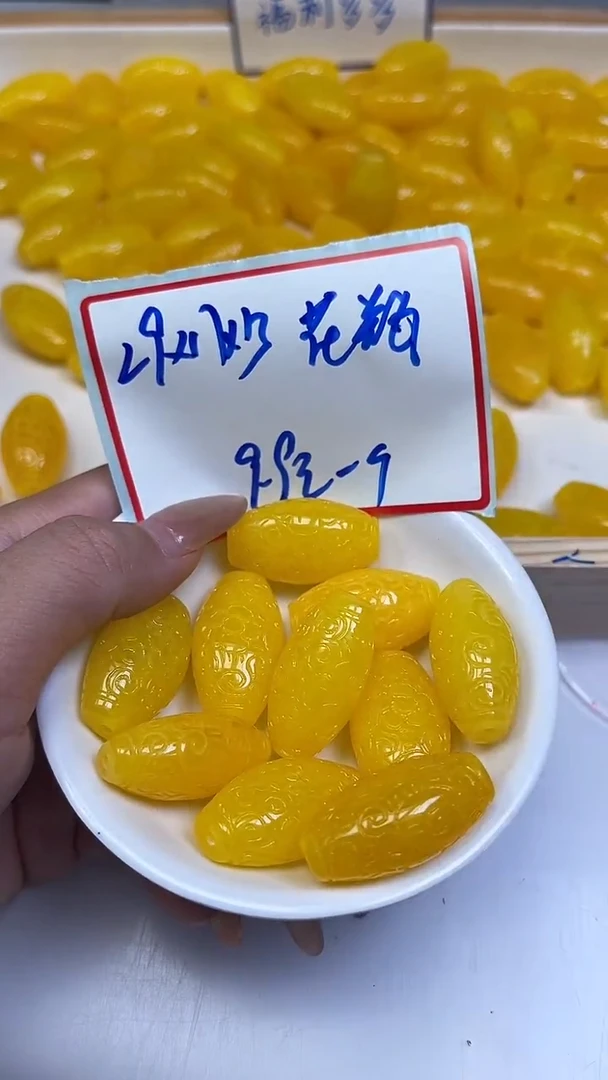 裸石蜜蜡未镶嵌A1909 鸡油黄蜜蜡回纹桶珠1个9.9元·