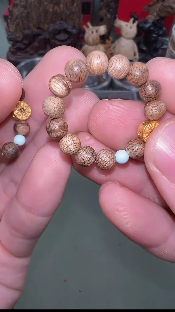 【闪购商品】沉香八方来财文莱软丝黑油奇楠种5mm 戒圈