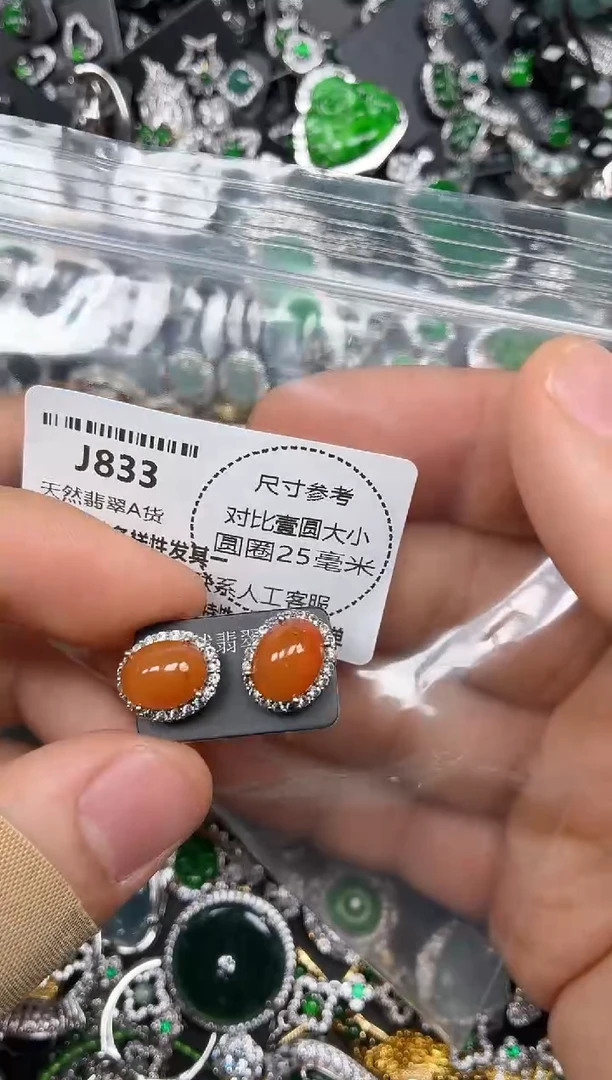 颈饰未镶嵌翡翠J833耳钉