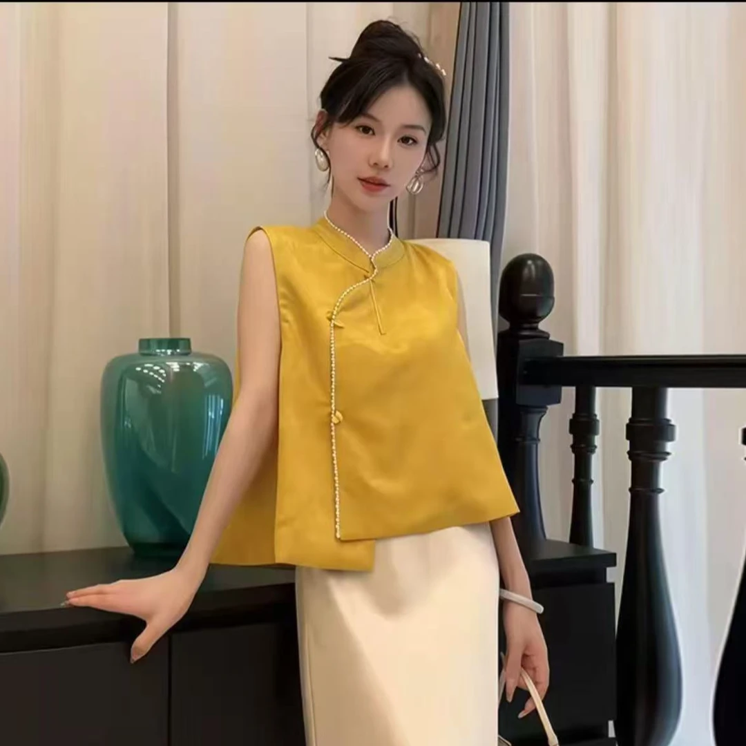 中式国风夏季透气宽松型女马甲通勤风马夹时尚气质上衣