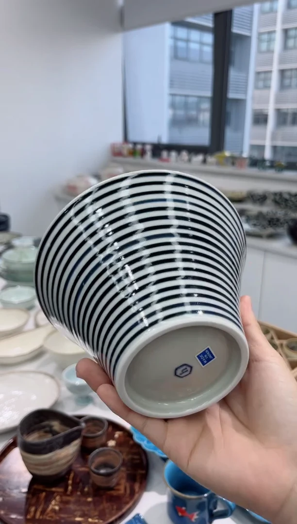 【闪购商品】瓷片蓝驹三重奏斗笠碗（大）