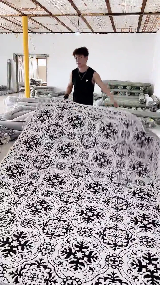 中古轻奢高级卧室沙发茶几法式复古防水硅藻丝地毯