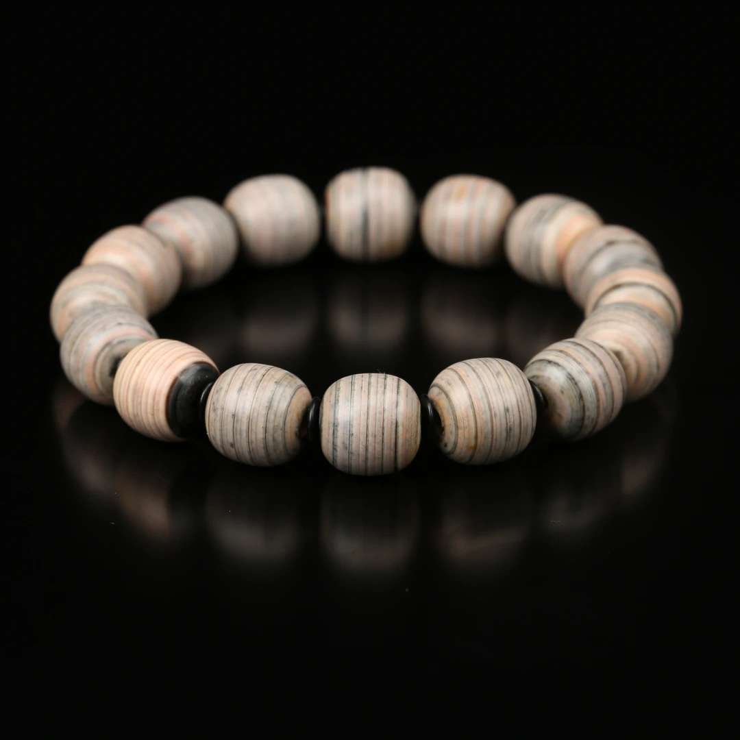 朴玉珠坊 精工蓝沁熔岩玛瑙西亚老型珠手串/手持 手工珠 原创设计