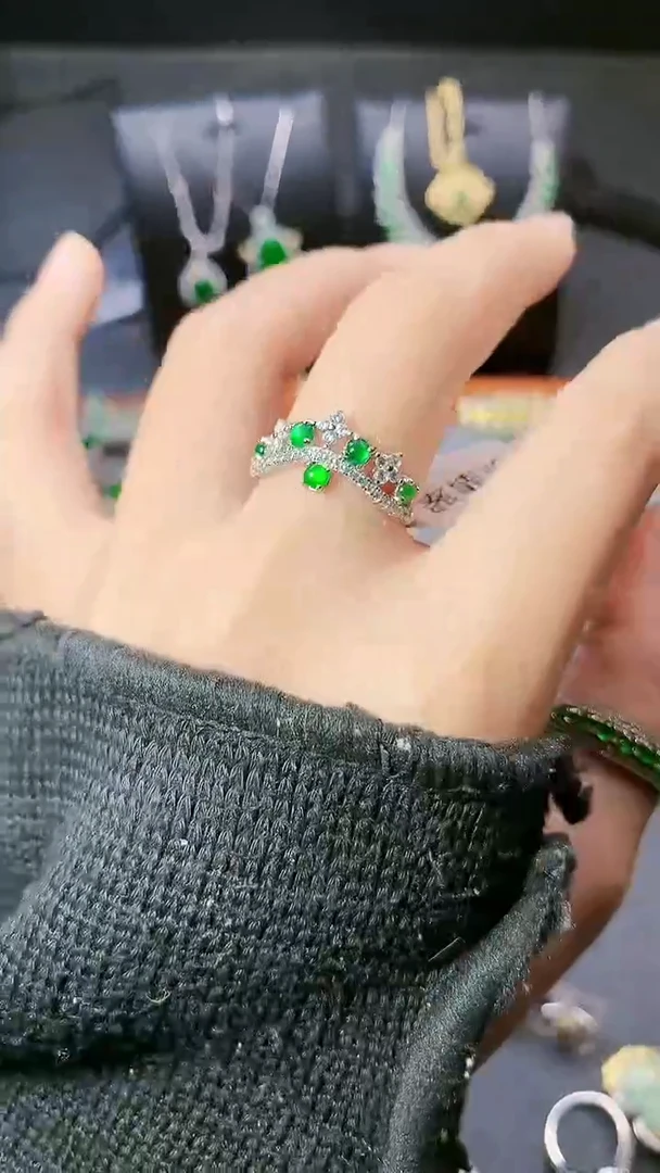 【闪购商品】翡翠戒指银S925镶嵌戒指