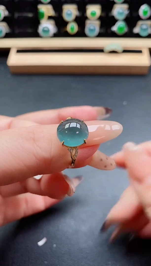 银S925镶嵌戒指翡翠1