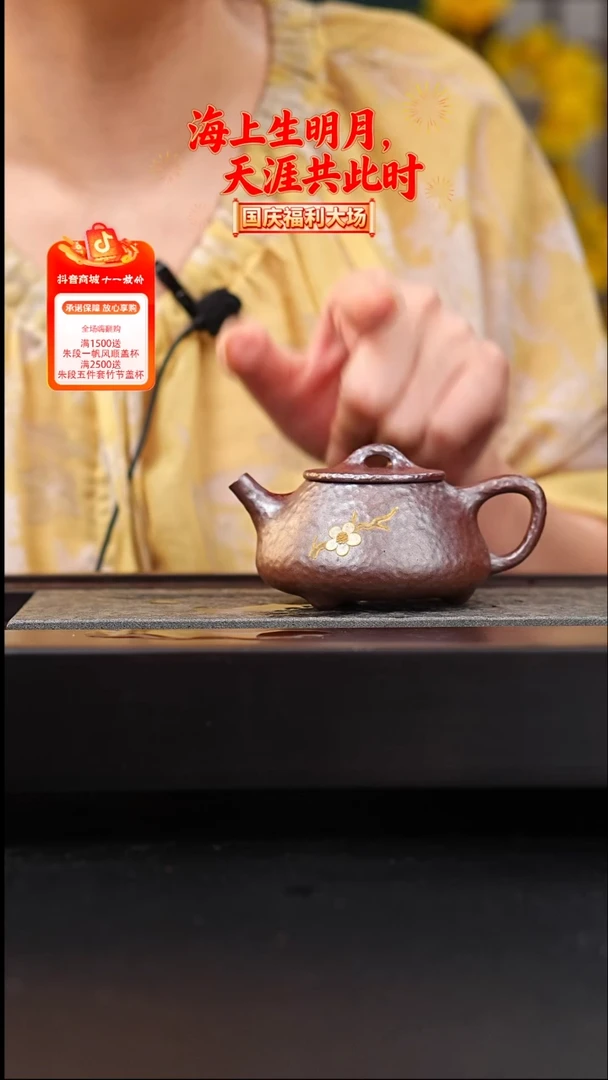 茶壶紫砂红皮龙柴烧锤纹石瓢泥绘梅花150cc