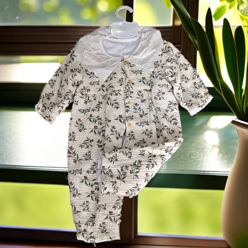 韩系婴儿女满印连体衣长爬爬服碎花风婴童哈衣韩版儿童宝宝长袖