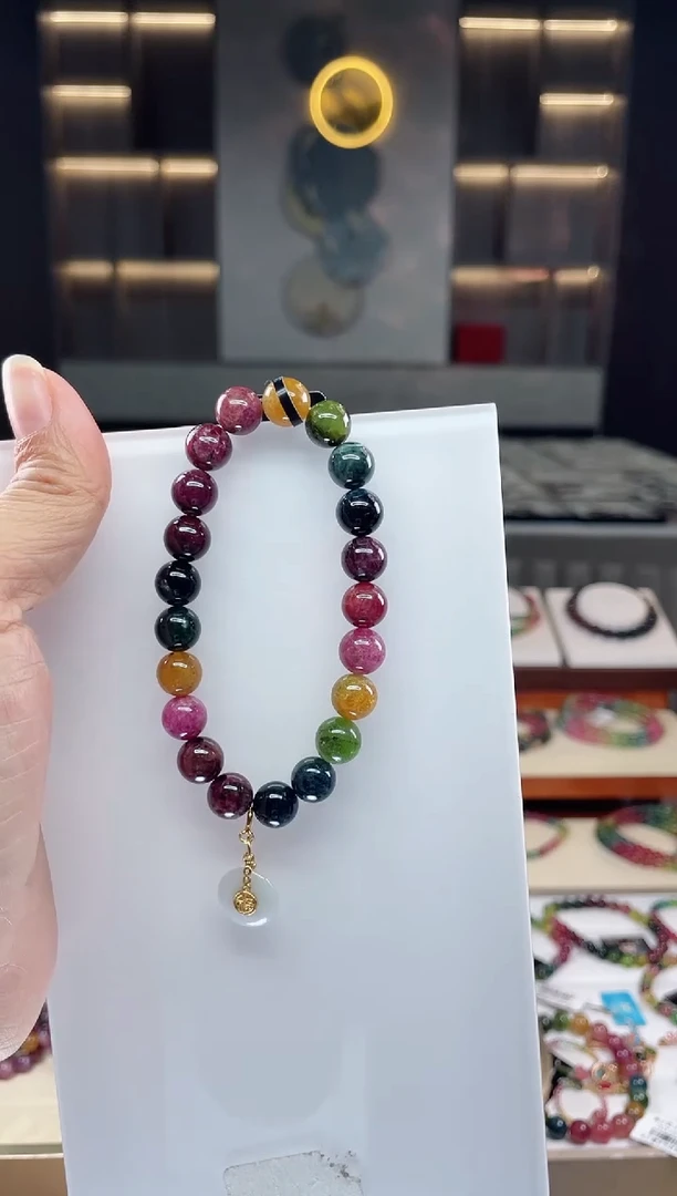 未镶嵌单圈手串9mm+碧玺（多样性发一条）Q