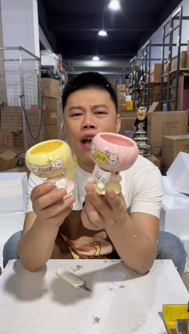 瓷片马克图布猫狗小茶杯2件套