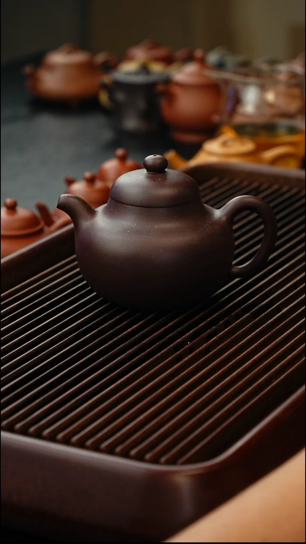 茶壶紫砂全手工柿圆壶浮力360cc