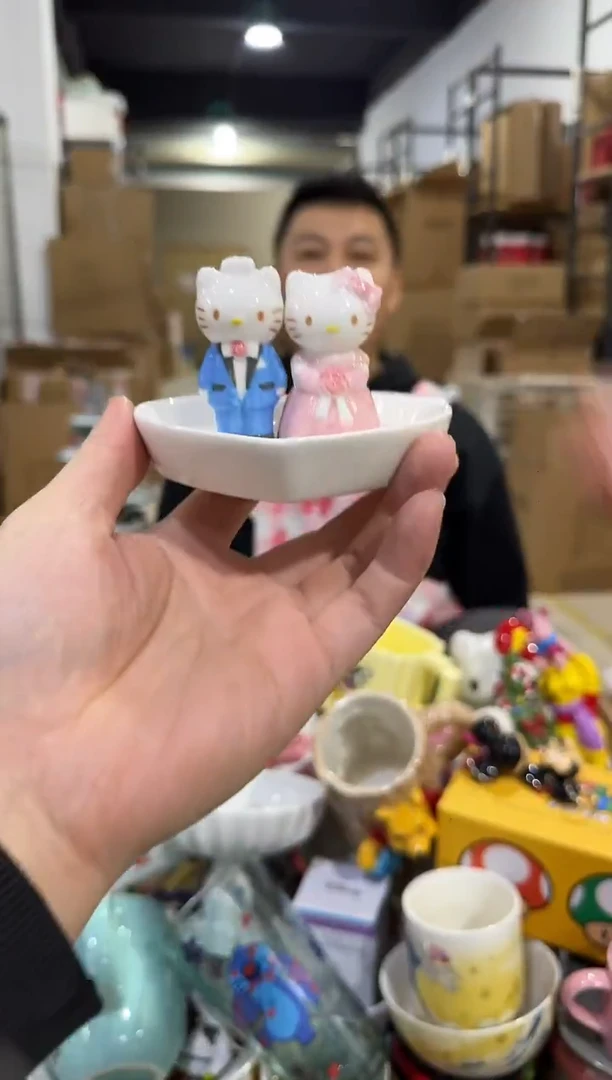 瓷片原盒kt猫结婚首饰盘