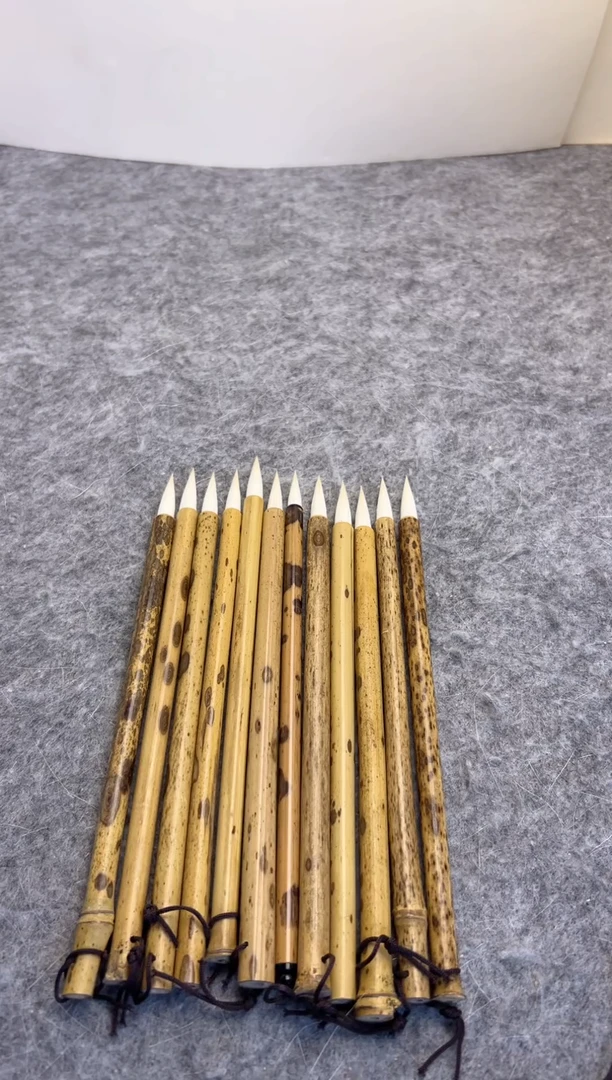 微加建羊毫5支 出锋2.8左右 微瑕梅鹿杆 【清水试笔 蘸墨不退】