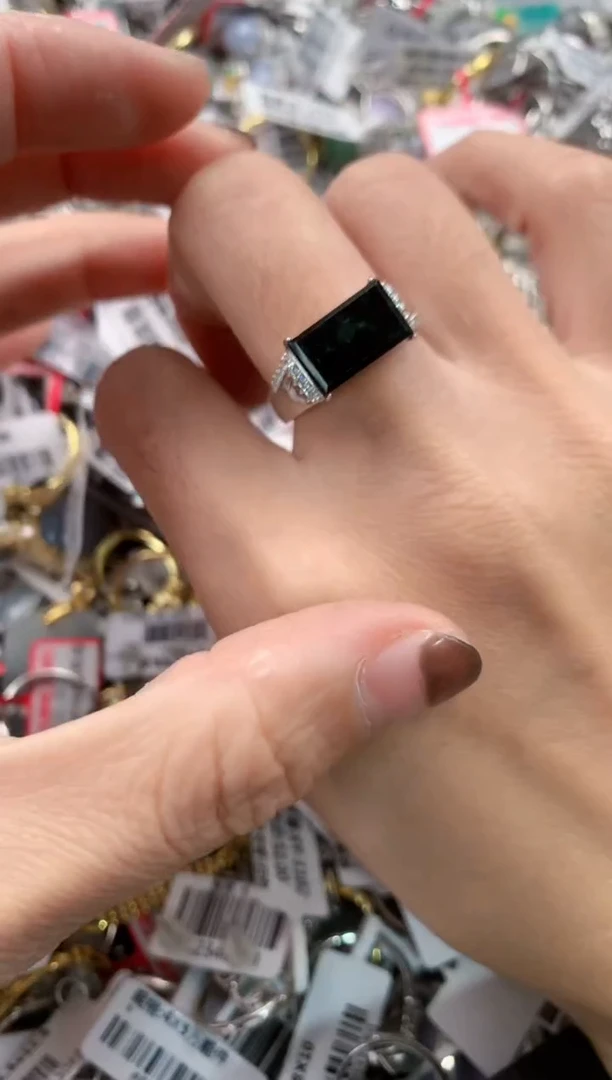 银S925镶嵌戒指翡翠666  5